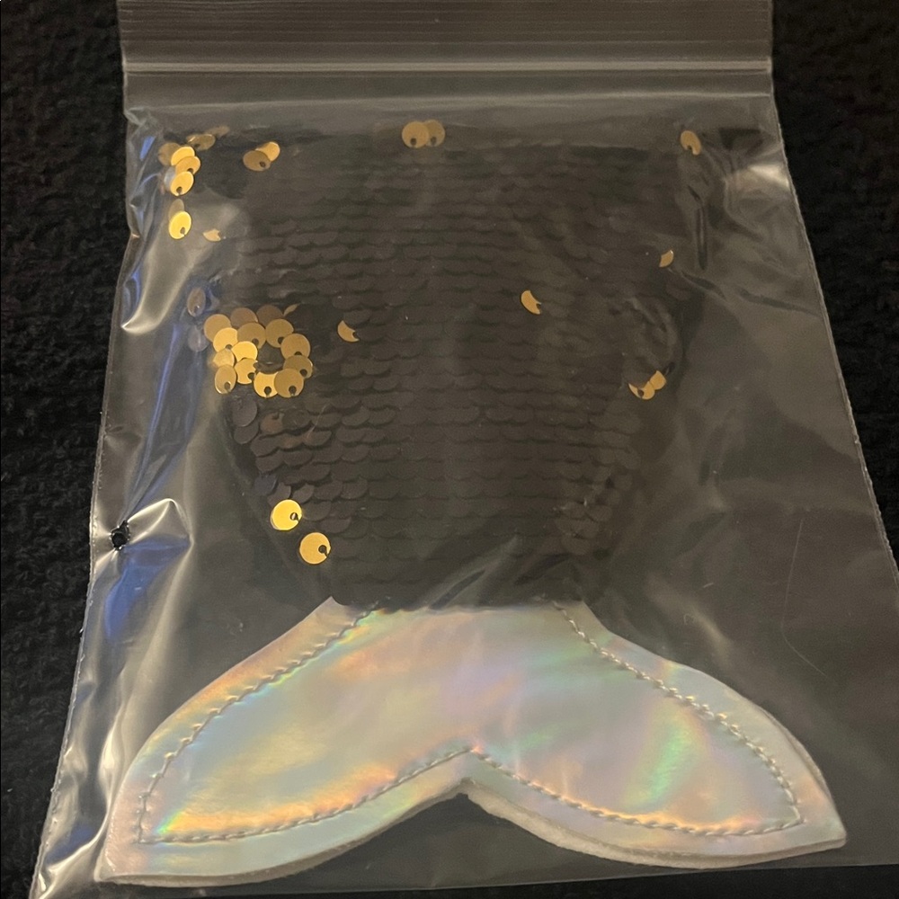 Mermaid Tail Sequin Kids Bag - Black and Gold